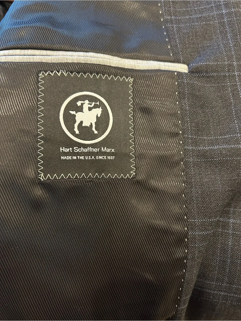 Hart Schaffner Marx Windowpane Sport Coat Blue &Charcoal Windowpane Worsted Wool